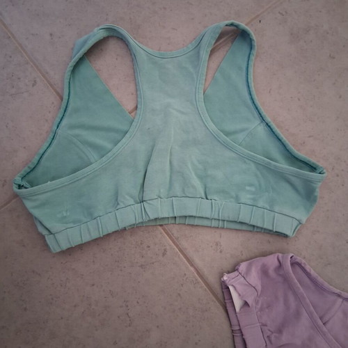 Set of 2 Helios bralettes used, blue and pink, no padding