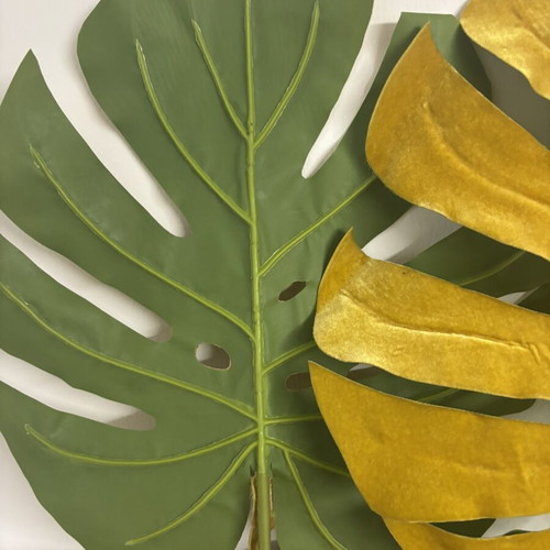 Monstera artificial leaves set of 6, 45cm, like new, velvet texture