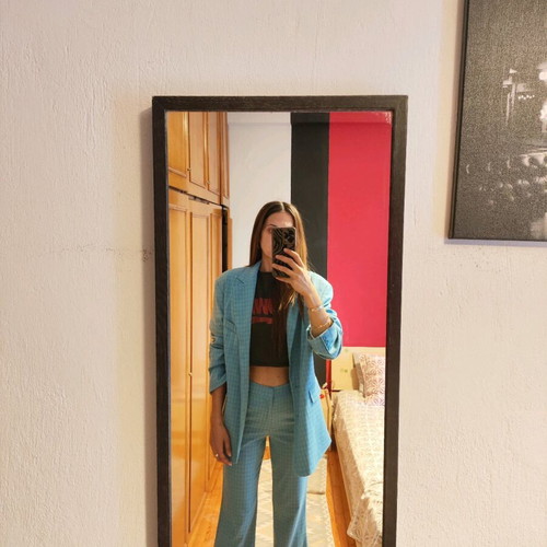 Lumina women's suit like new, oversized jacket and flared pants, multicolor turquoise