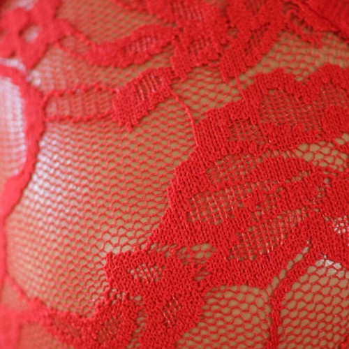 Lingerie set of three pieces with lace, red, new