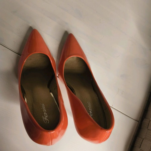 Coral patent platform heels 12 cm like new, size 40