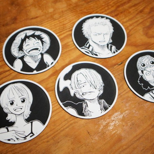 One Piece Mugiwara coasters set of 10 new, 3D printed with durable PLA+
