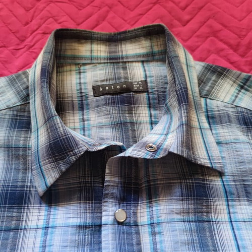 Cotton shirt like new, gray and turquoise, size XL
