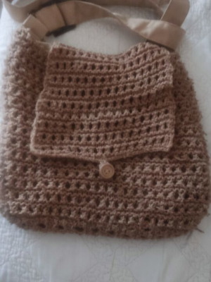 Knitted shoulder bag used, brown
