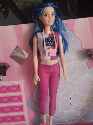Barbie doll with blue hair