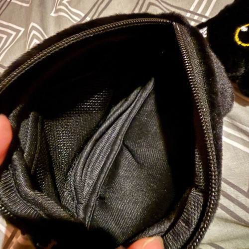 Black Cat pouch cosmetic case like new with plush gift