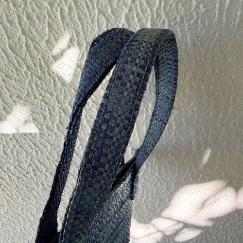 Mini straw handbag used, blue
