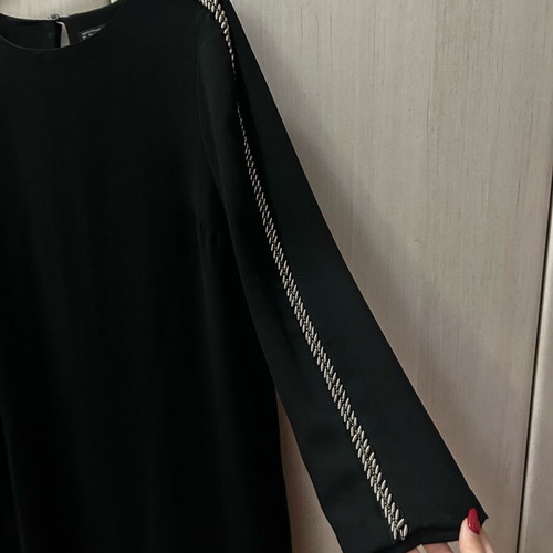 Zara black classic dress like new with metallic details