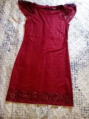 Dejavu suede dress like new, red with cutout details