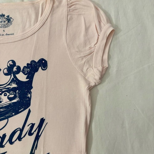 Juicy Couture pink baby tee with blue crown design like new