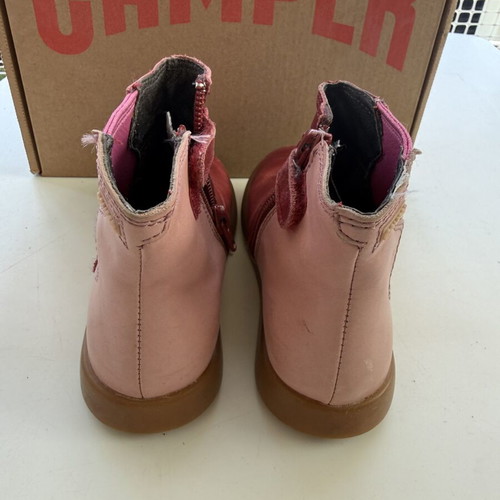 Camper leather ankle boots size 26 used, red with zipper