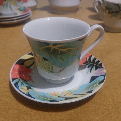 Tea or coffee set used from Chinese porcelain with floral design