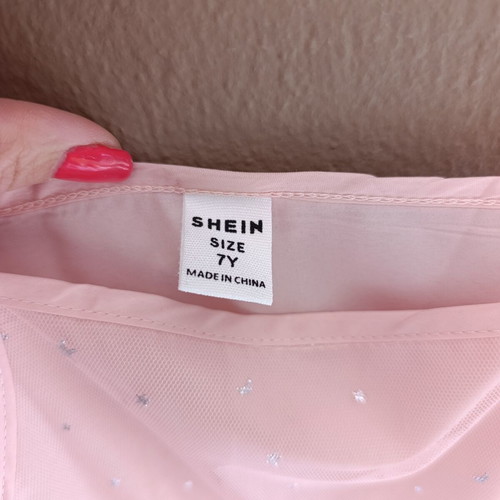 Girls' dress size 7 years like new, pink with silver stars