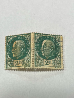 Rare collectible French stamps pair Marshal Philippe Pétain 1941 like new