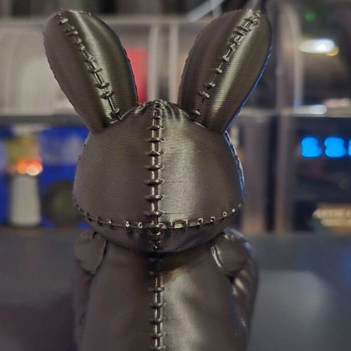 Stitchborn Bunny Dark Plush Guardian figure, emo goth decor