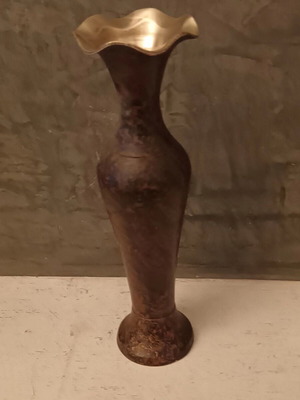Vintage brass vase with brown-red patina like new