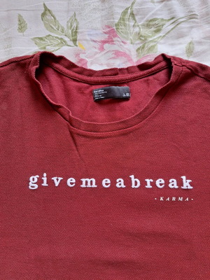 Bershka men's short-sleeve T-shirt like new, red, size L