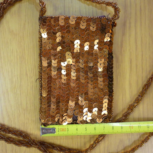 Women's vintage bronze wallet bag used shoulder with sequins