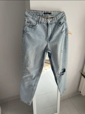 Jeans with rips used, light blue, mid-rise, size 36