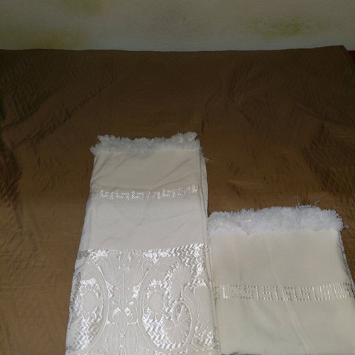 Machine woven tablecloths with white embroidery, 2 pieces, new