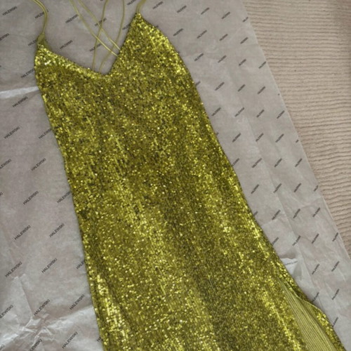 AGGI by Halewski Maxi Sequin Dress new, green-yellow
