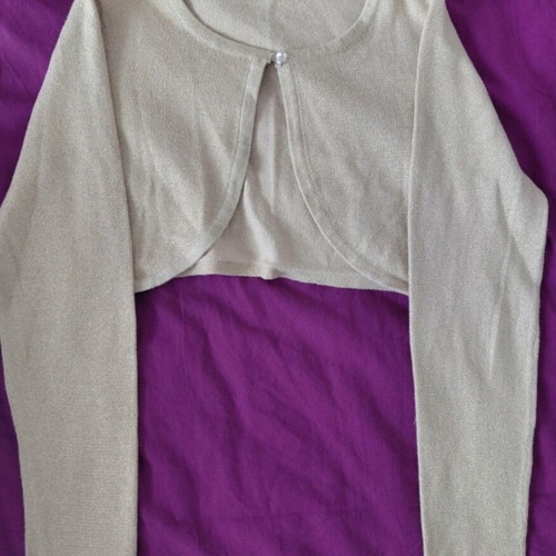 Girls' bolero knit in golden beige, like new, H&M, size 122 cm