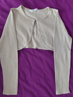 Girls' bolero knit in golden beige, like new, H&M, size 122 cm