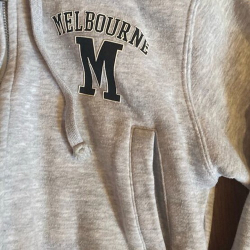 Bershka Melbourne cropped hoodie, grey, XS