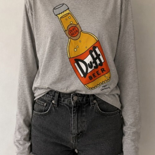 The Simpsons Duff Beer Grey Long Sleeve Top like new