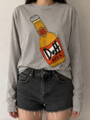 The Simpsons Duff Beer Grey Long Sleeve Top like new