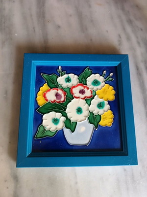 Framed tile 19x19 cm enamel type like new