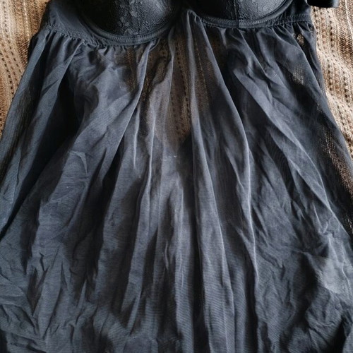 Lingerie with tulle and lining, new, black, Small