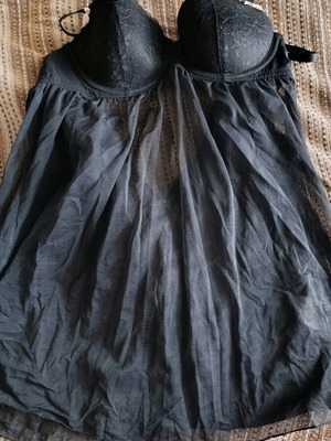 Lingerie with tulle and lining, new, black, Small