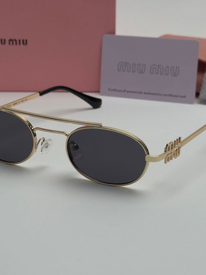 MiU MiU Women's Oval Sunglasses Black Brown Gold New UV400 Protection