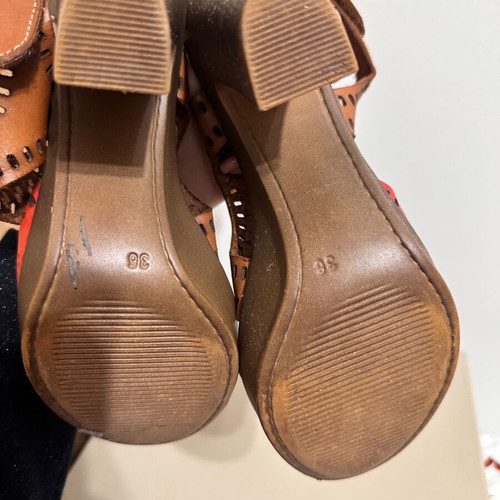 Xusandalia leather sandals like new, brown and coral, size 36