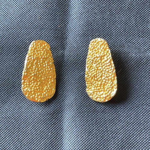 Vintage hammered gold tone clip-on earrings used