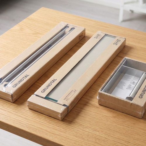 IKEA GRUNDTAL bathroom accessory set, stainless steel, new sealed