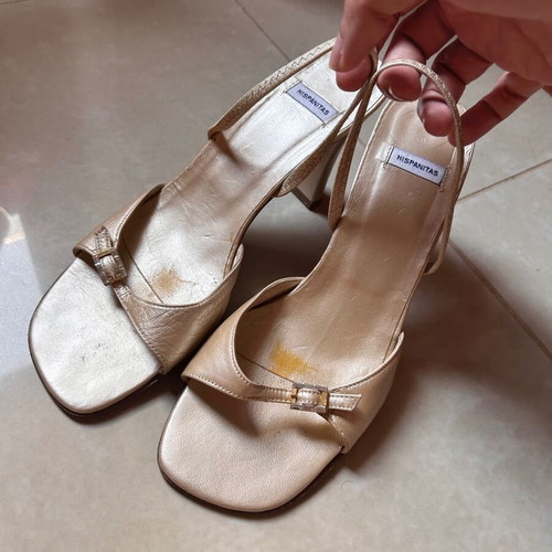 Hispanitas women's leather sandals used, size 38, rose gold