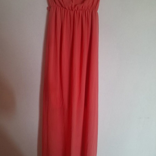 Maxi strapless dress like new, coral/salmon color