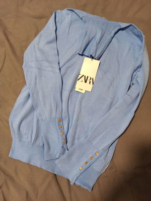 Zara turtleneck new blue with gold buttons, size Large