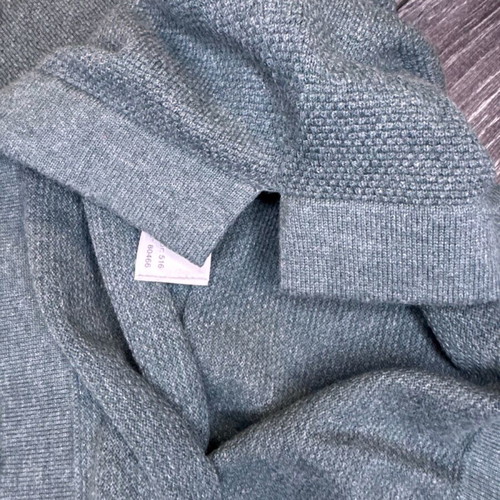 Massimo Dutti Long Sleeve Knit Polo Shirt XL used, grey and green