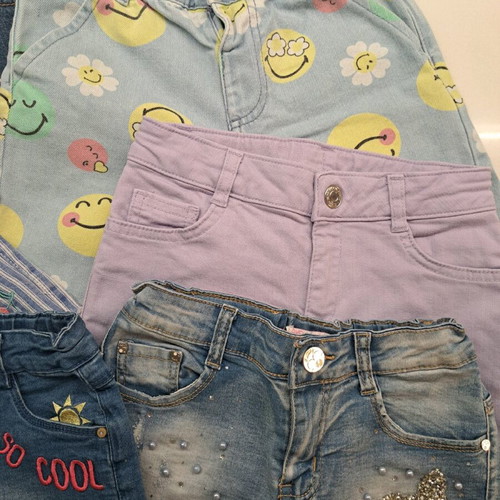 Girls' shorts used, pack of 7, sizes 122-128 cm