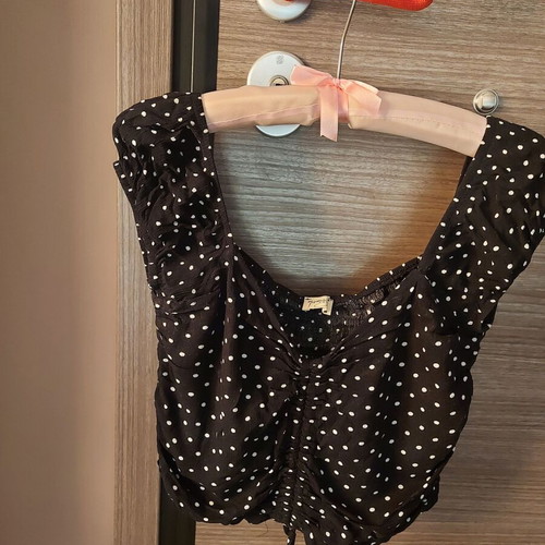 Crop top Namaste polka dot used, size M, black and white