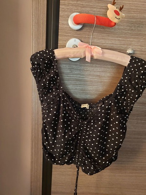 Crop top Namaste polka dot used, size M, black and white