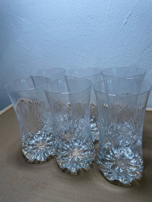 Bohemian crystal water glasses like new, set of 6