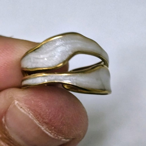 Women's gold and white wave ring new, adjustable minimal design
