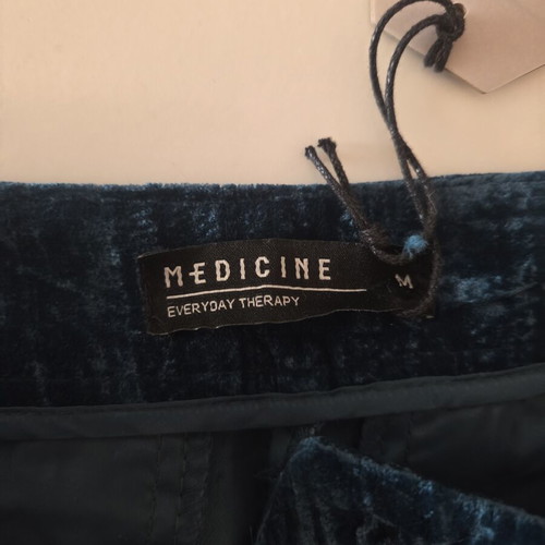 Medicine Everyday Therapy Teal Blue Crushed Velvet Wide-Leg Trousers New