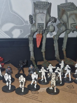 Star Wars Vintage Miniature Game Empire Army like new with 2 AT-ST vehicles and Grand Moff Tarkin