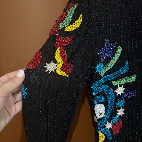 Vintage silk women's cardigan used with beads and zipper
