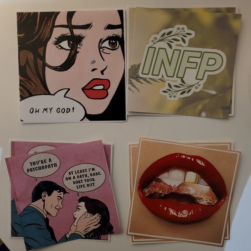 Handmade sticker set new, 4 designs with frame option
